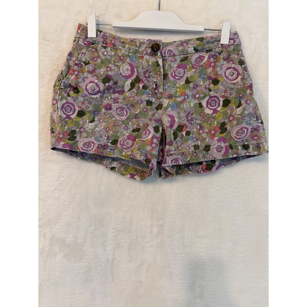 Ann Taylor LOFT Floral Print Shorts Purple Green Pink Size 4 8444A